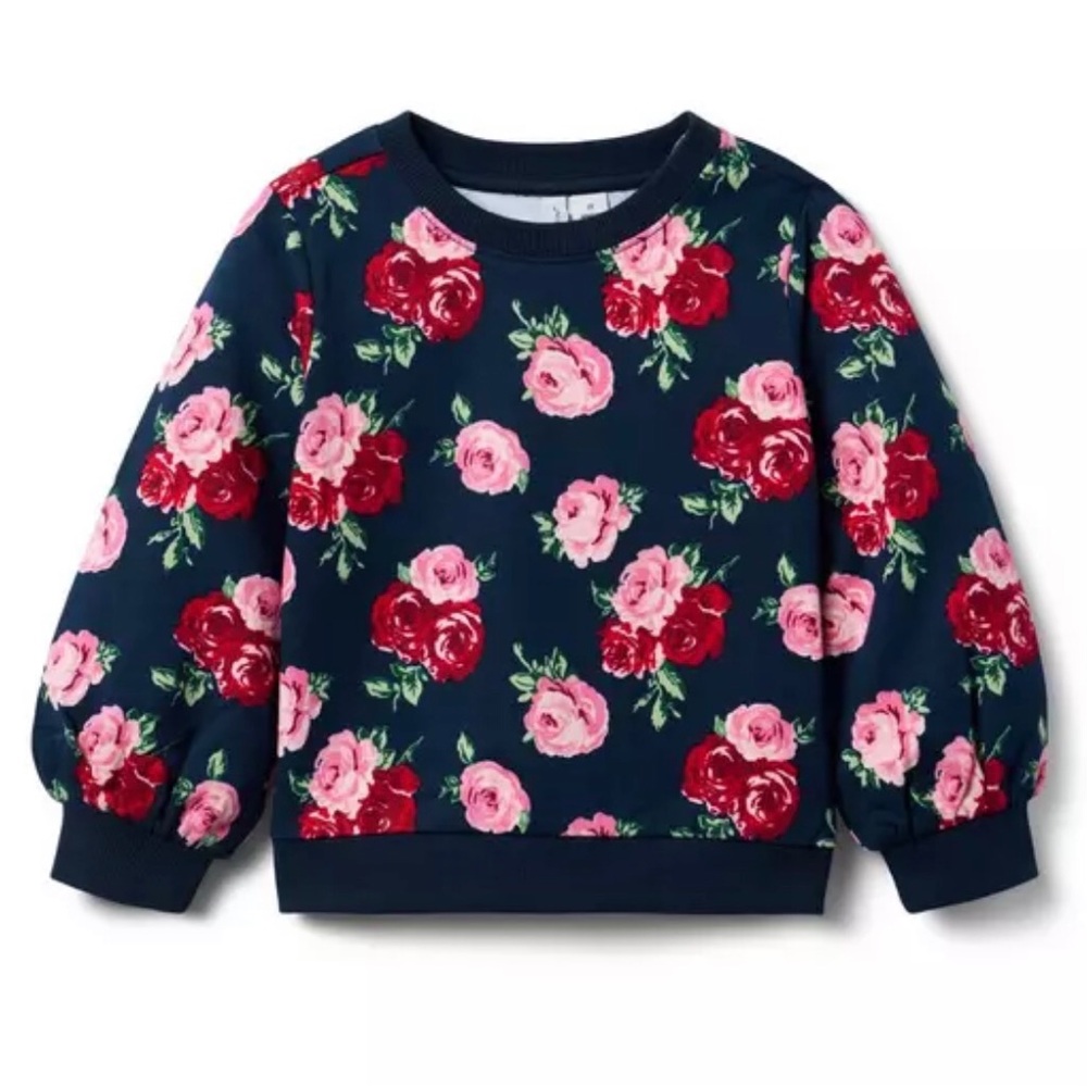 Janie and Jack Girl’s Navy Rose Sweatshirt